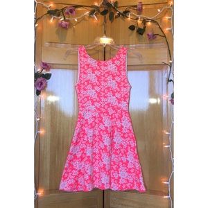 neon pink flower patterned dress